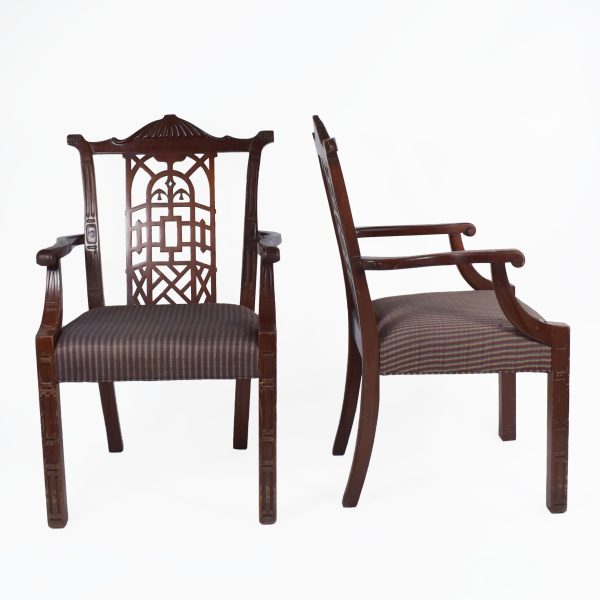 Pair of Fretwork Carved Pagoda Chairs