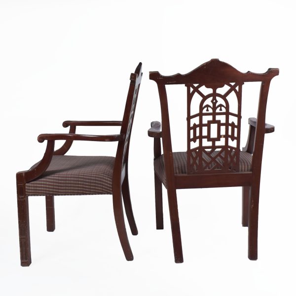 Pair of Fretwork Carved Pagoda Chairs