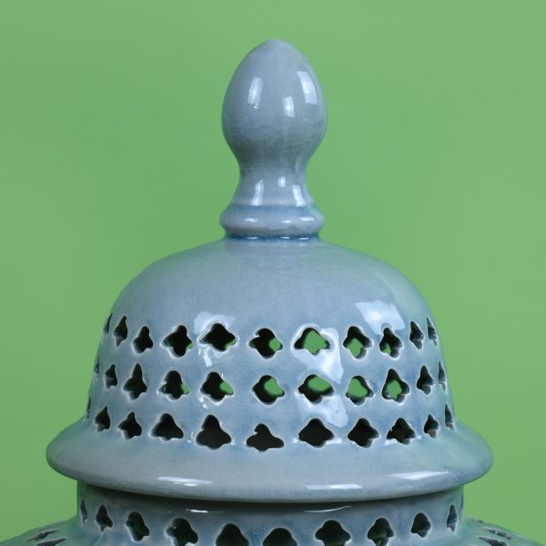 Pair of Fretwork Ceramic Ginger Jars