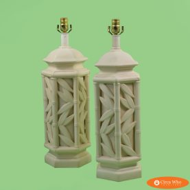 Pair of Fretwork Ceramic Table Lamps