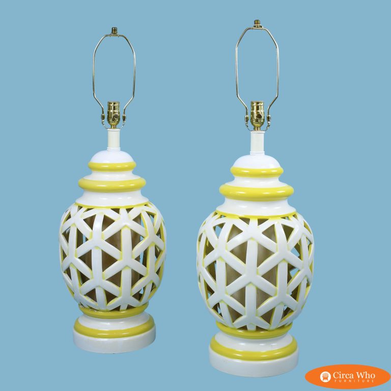 Pair of Fretwork Ginger Jar Table Lamps