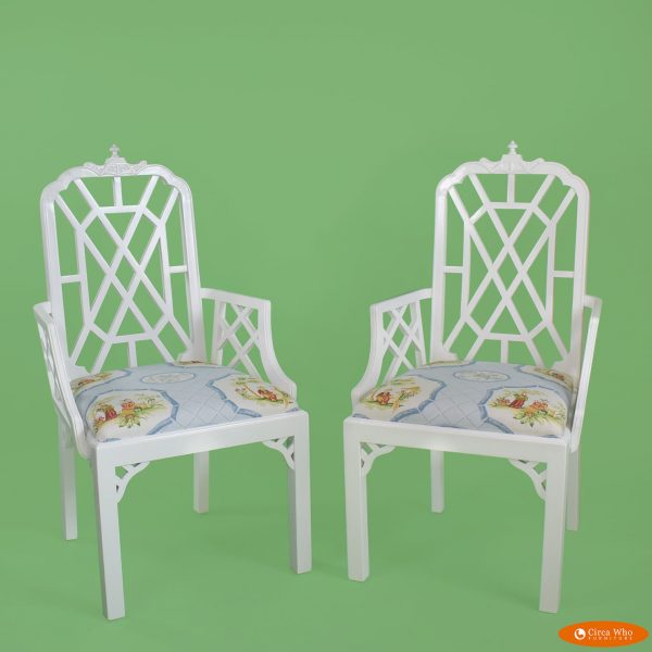 Pair of Fretwork Pagoda Arm Chairs