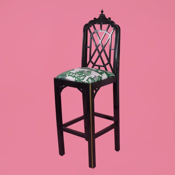 Pair of Fretwork Pagoda Bar Stools