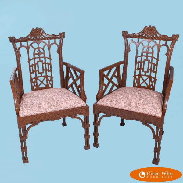 Pair of Fretwork Pagoda Chairs