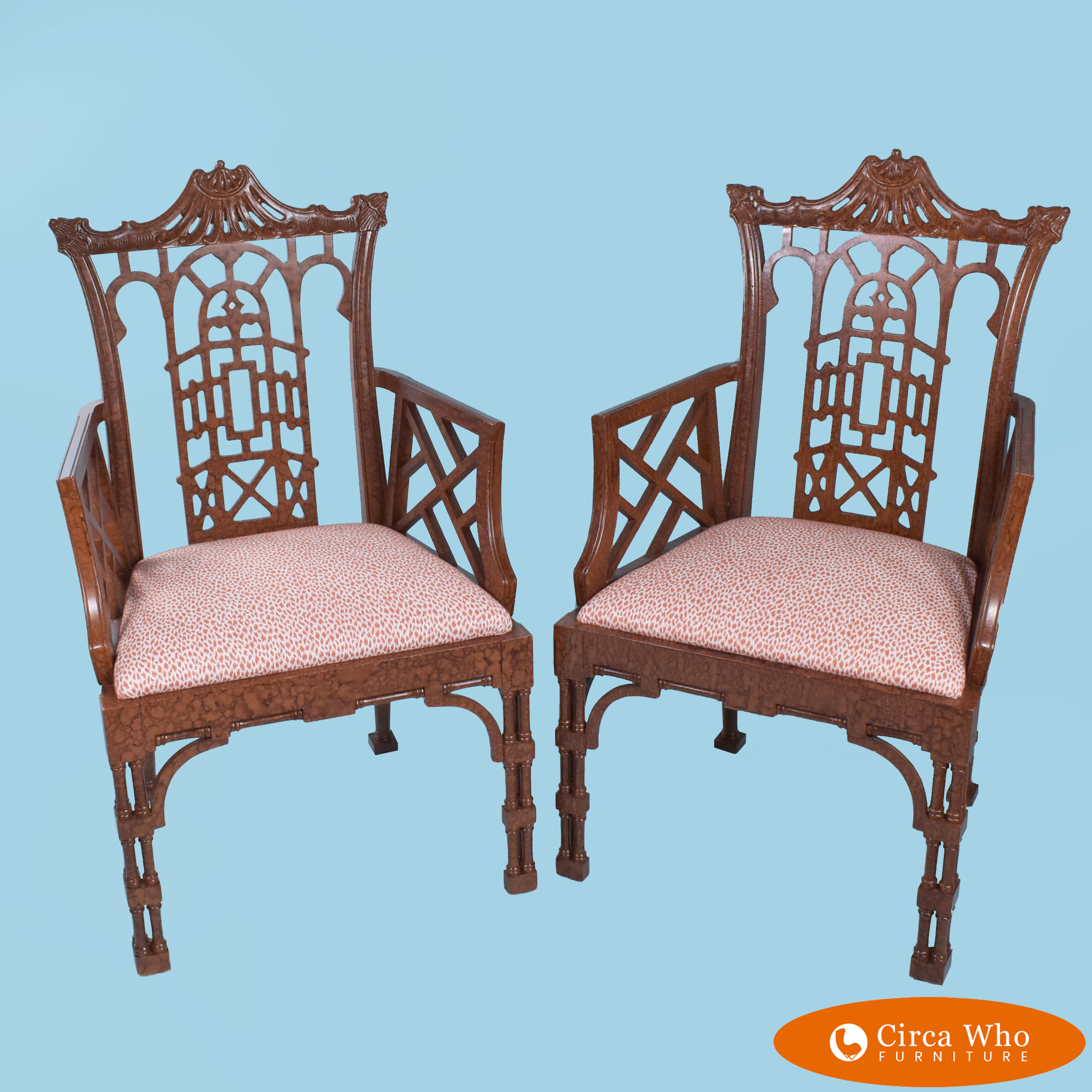 Pair of Fretwork Pagoda Chairs