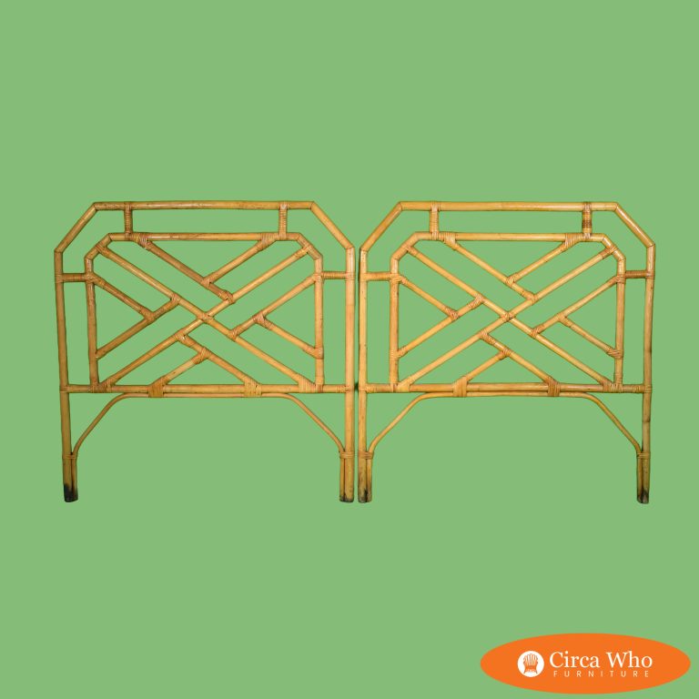 Pair of Fretwork Rattan Twin Headboards