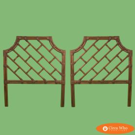 Pair of Fretwork Rattan Vintage Headboards