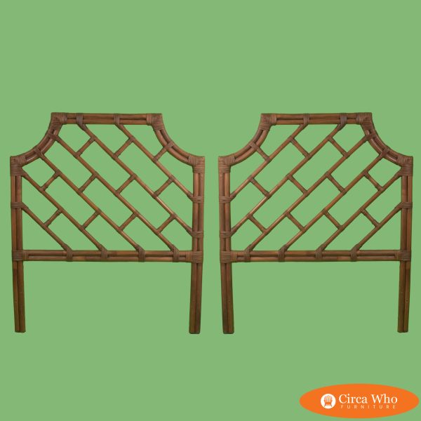 Pair of Fretwork Rattan Vintage Headboards