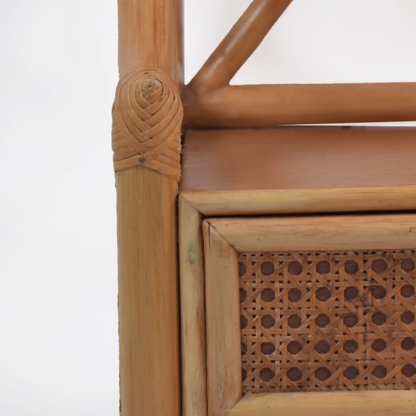 Pair of Fretwork Rattan and Cane Low Side Tables