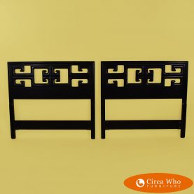 Pair of fretwork twin headboards black color