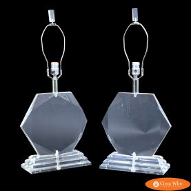Pair of Geometrical Lucite Table Lamps