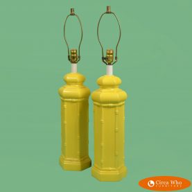 Pair of Ginger Pagoda Yellow Lamps