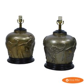 Pair of Gold Elephant Table Lamps