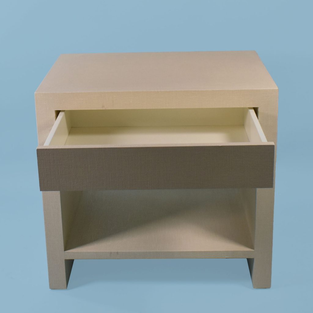 Pair of Grasscloth Nightstands Circa Who