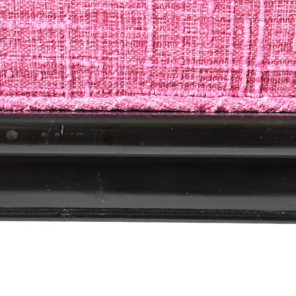 Pair of Black Greek Key Arm Chairs with Pink Upholstery