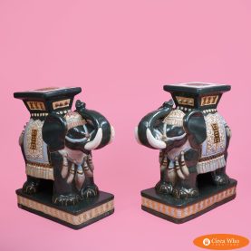 Pair of Green Elephant Garden Seat