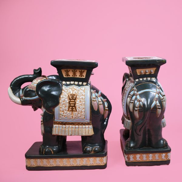 Pair of Green Elephant Garden Seat