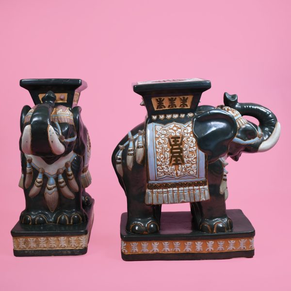 Pair of Green Elephant Garden Seat