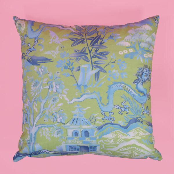 Pair of Green Gardens of Chinoiserie Pillows