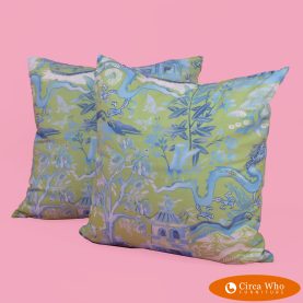 Pair of Green Gardens of Chinoiserie Pillows