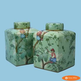 Pair of Green Monkey Canisters