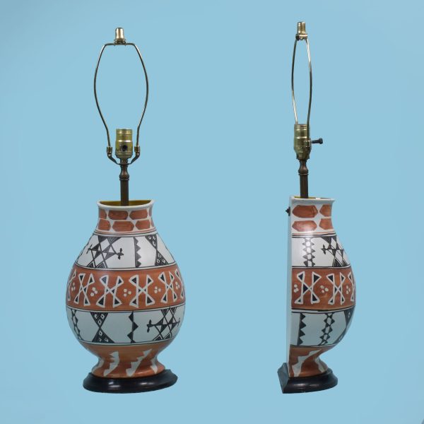 Pair of Hand-Painted Italian Pottery Lamps