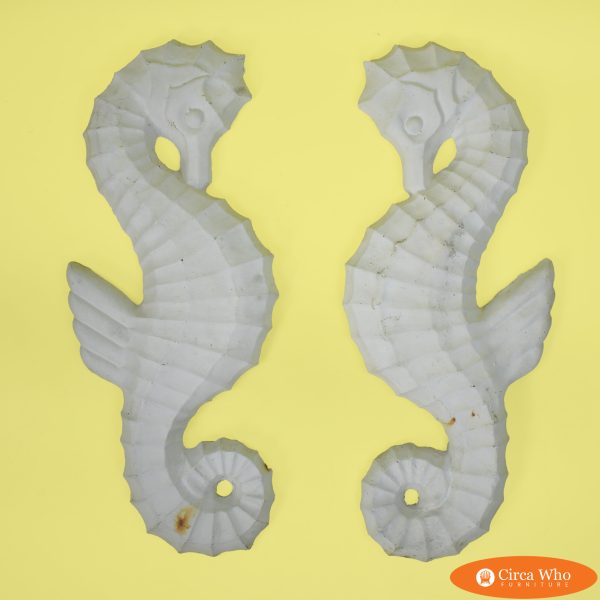 Pair of Hanging Concrete Sea Horses