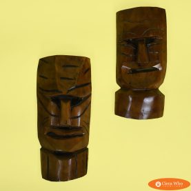 Pair of Vintage Hawaiian Tiki Masks