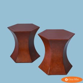 Pair of Hexagonal Leather Side Tables
