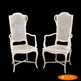 Pair of High-Back Cane Arm Chairs