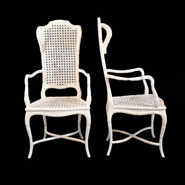 Pair of High-Back Cane Arm Chairs