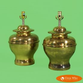 Pair of Hollywood Regency Brass Lamps