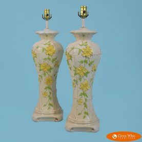 Pair of Hollywood Regency Floral Lamps