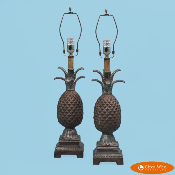 Pair of Hollywood Regency Pineapple Table Lamps