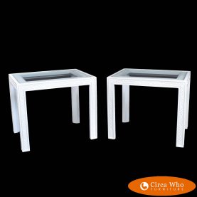 Pair of Hollywood Regency White side Tables