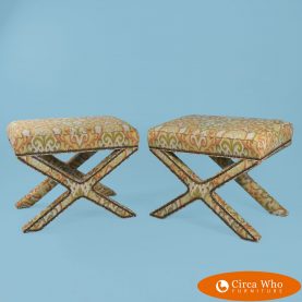Pair of Hollywood Regency X Benches