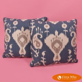 Pair of blue and white irate pillows