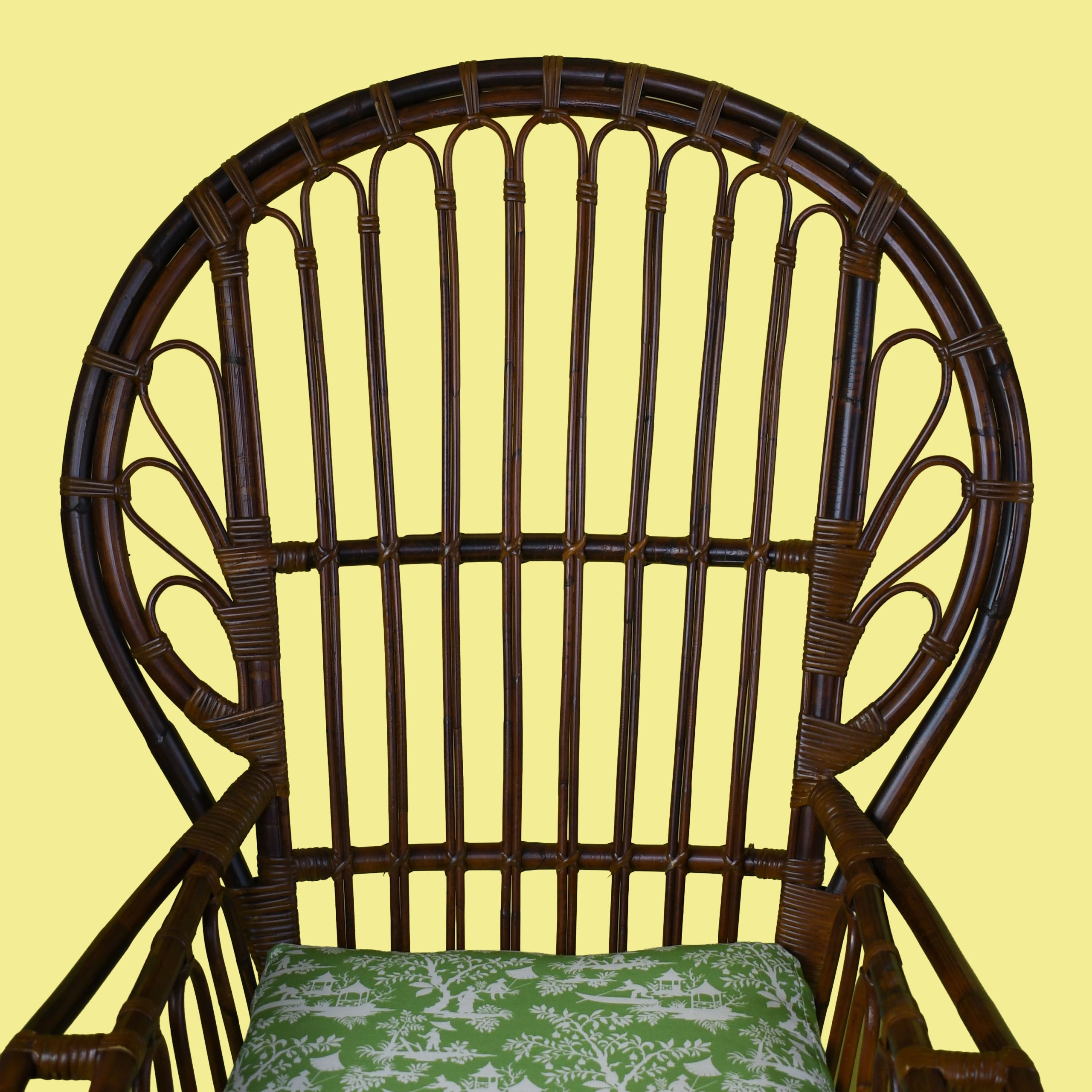 Pair of Italian Ballon Back Rattan and Cane Wrapped Chairs