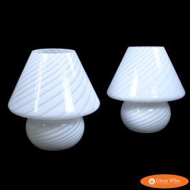 Pair of Italian Glass Mushroom Lamps