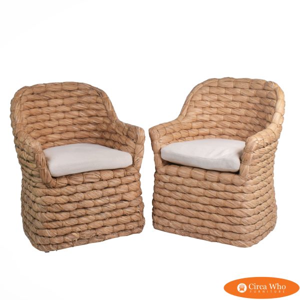 Pair of Joshua Tree Woven Arm Chairs by Ralph Lauren