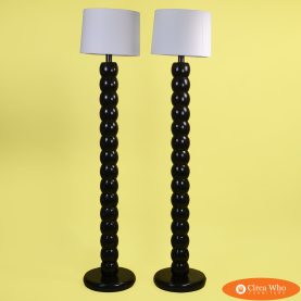 Pair of Lacquered Palecek Floor Lamps