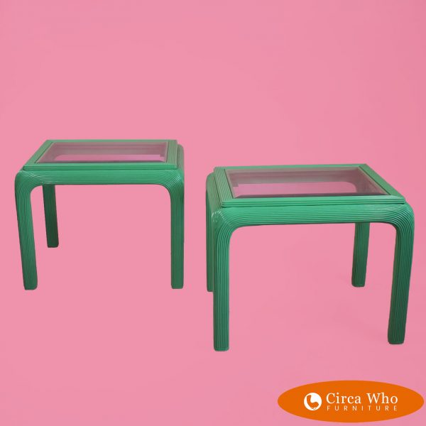 Pair of Lacquered Pencil Reed Side Tables