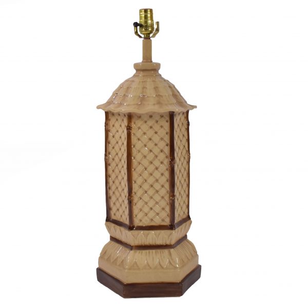 Pair of Large Brown Pagoda Table Lamps