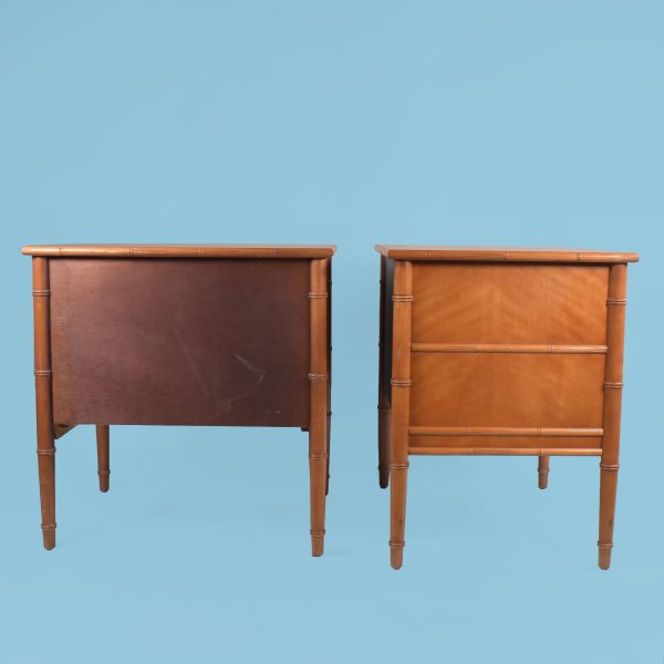 Pair of Large Faux Bamboo Nightstands