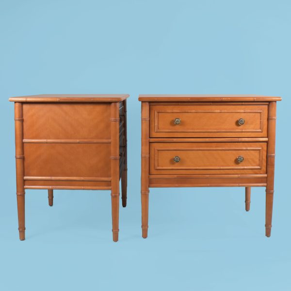 Pair of Large Faux Bamboo Nightstands