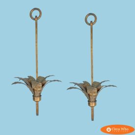 Pair of Large Palm Candle Sconces