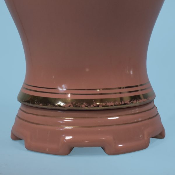 Pair of Large Pink and Gold Ginger Jar Table Lamps