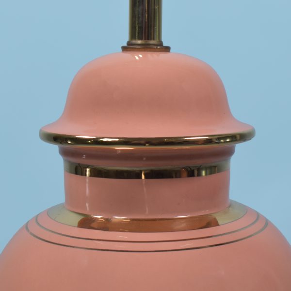 Pair of Large Pink and Gold Ginger Jar Table Lamps