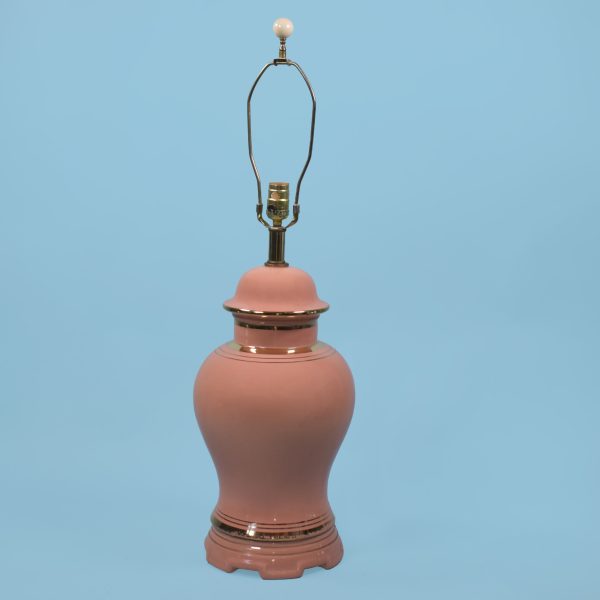 Pair of Large Pink and Gold Ginger Jar Table Lamps