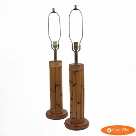 Pair of Large Split Bamboo Table Lamps
